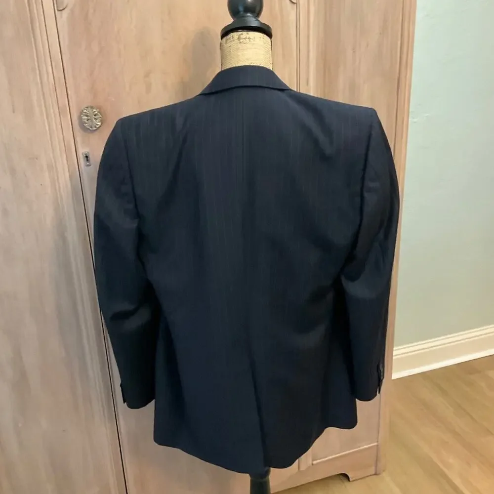 Banana Republic Modern Fit three button wool Blazer navy blue pinstripe wool 40R
